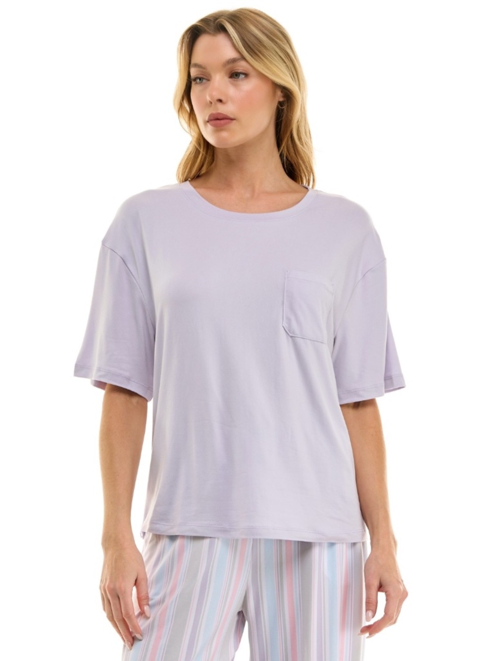 Roudelain Women's Drop-Shoulder Crewneck Sleep Tee Purple Heather NWT